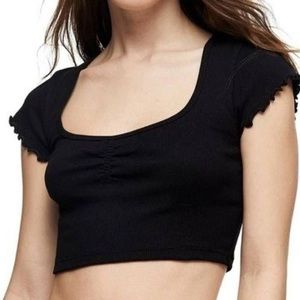 TOP SHOP RUFFLE CINCHED CROP TOP